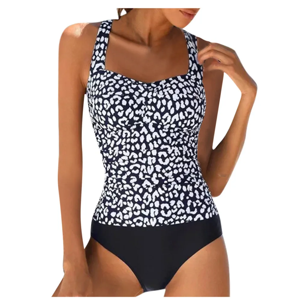 Новинка 2020 Цельный купальник сексуальный с принтом и лямкой на шее женский