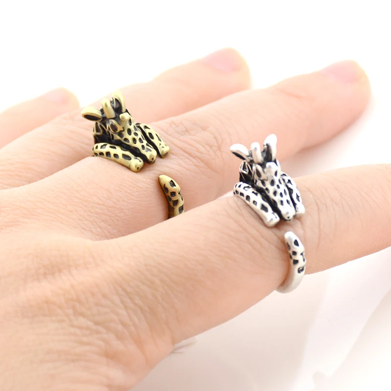 Винтажные кольца в стиле бохо с жирафом для влюбленных женские панк животными