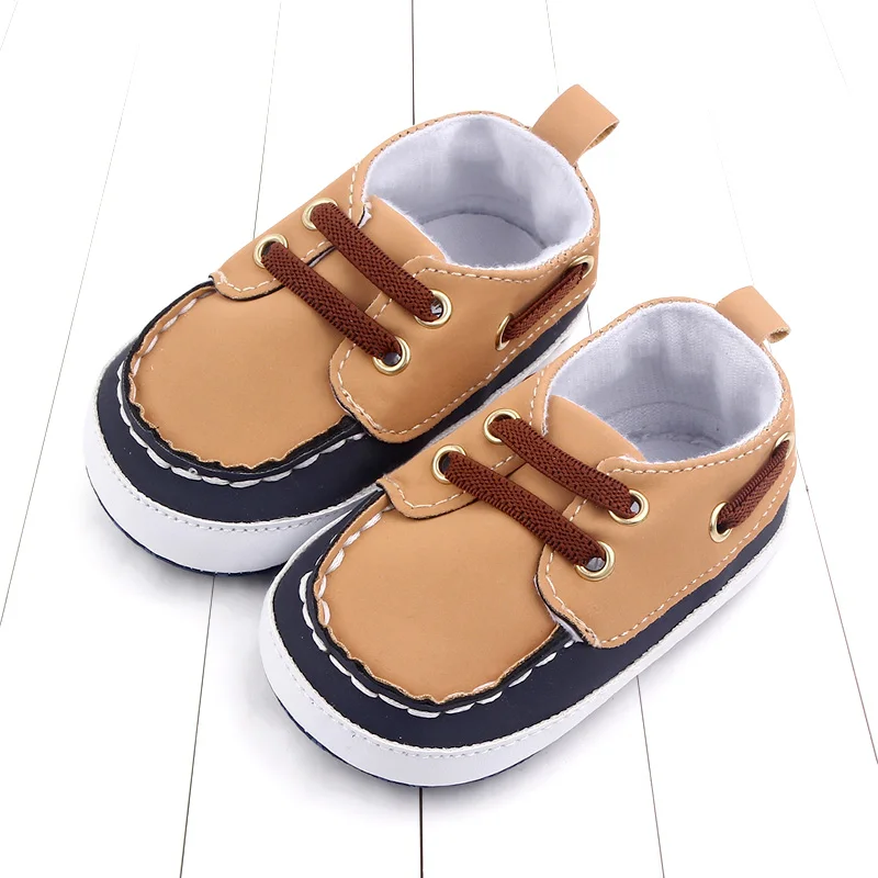 

Autumn Baby Shoes Newborn Baby Boys Causal Bow Anti-slip Shoes Plaid Patchwork Soft Sole Sneakers