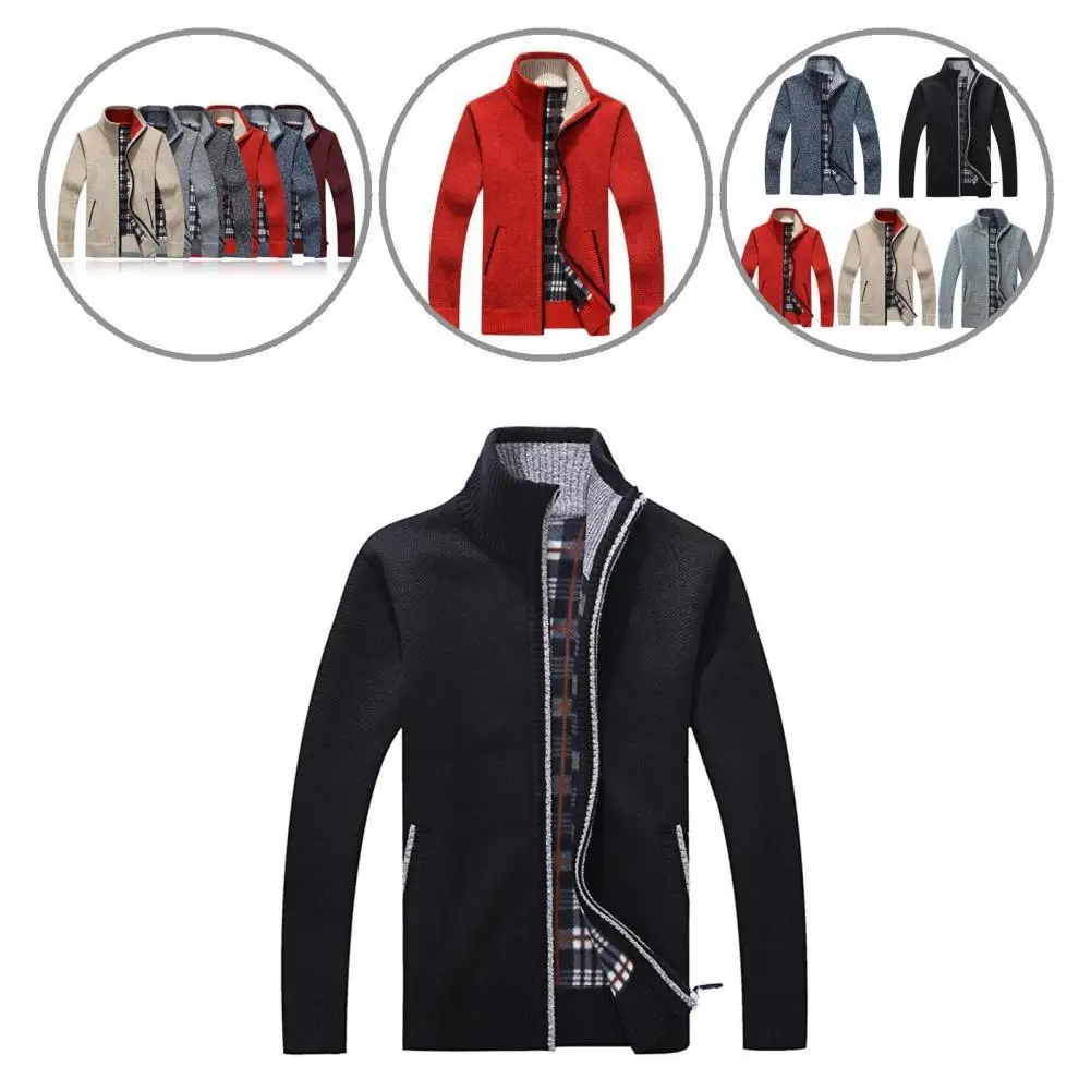 

Zipper Autumn Winter Stand Collar Thicken Cardigan Sweater for Outdoor