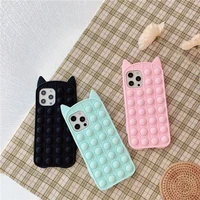 folding bracket bubble phone case for iphone 12 mini 11 pro max xr xs max x 6s 7 8 plus se2 cartoon cat cute soft silicone cover