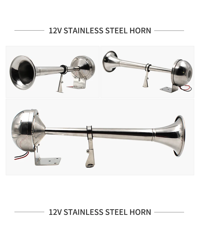 Marine Dual Trumpet Horn Boat Stainless Steel Electric Horn 18-1/2 inch 12V double/two tube horn flute horn AFI