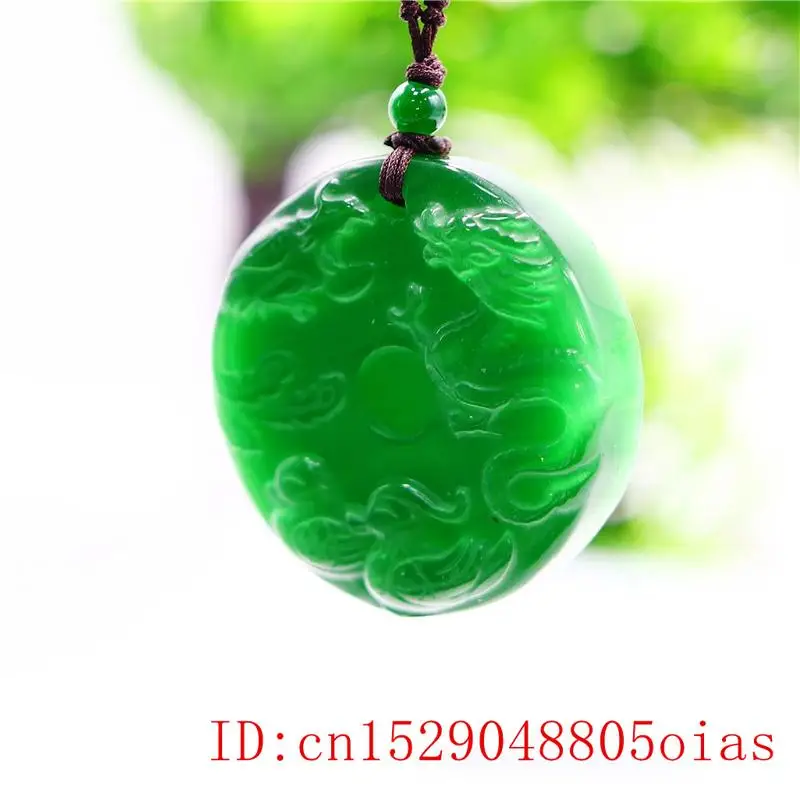 Зеленый Нефритовый дракон феникс кулон ожерелье натуральные китайские Подарки