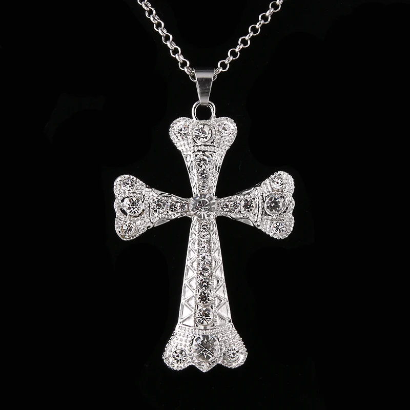 10 видов стилей Стразы Крест белого цвета с украшением в виде кристаллов ожерелье