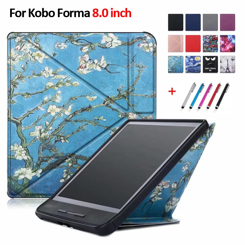 Random Чехол с принтом для Kobo Forma 8 дюймов трансформаторные стойки Флип кожаный чехол для KOBO Forma 8 дюймов Capa Fundas+ Бесплатный подарок - Цвет: Random