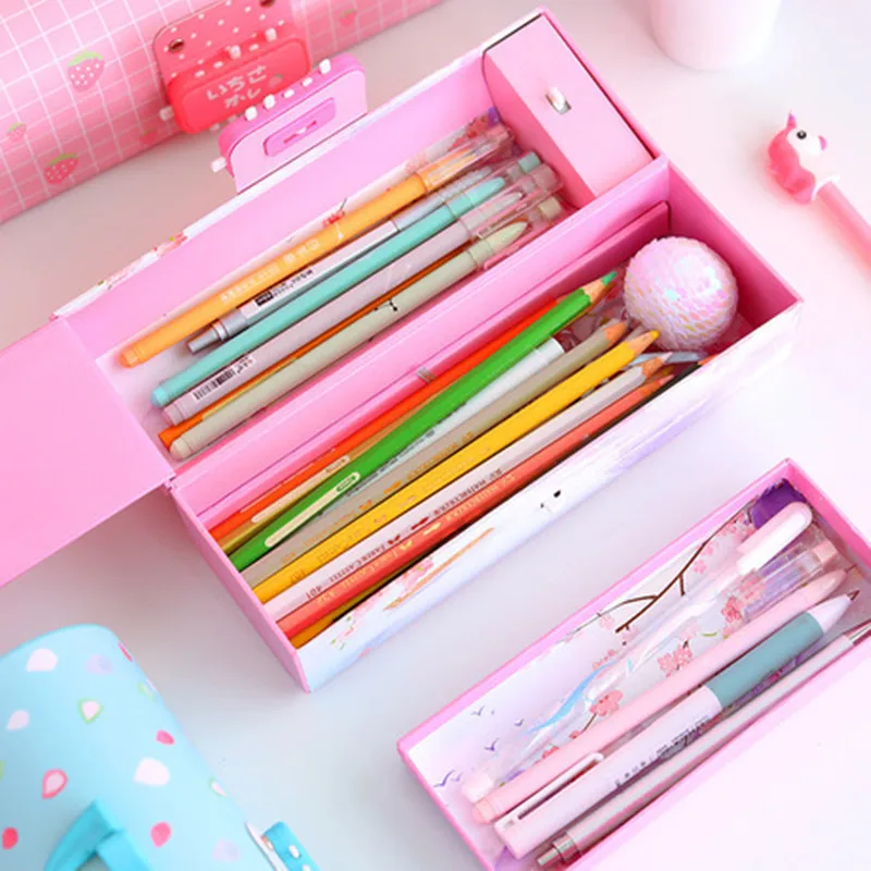 Чехол карандаш с паролем 3 слойный kawaii lapiz unicornio estuche piorner школьные принадлежности