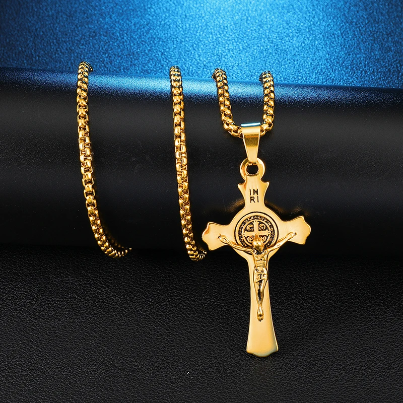 Мужское ожерелье из нержавеющей стали INRI Jesus подвеска в виде Креста для ожерелья