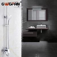 modern bathroom big rain shower faucet set chrome mixer water taps with hand shower head set wall mounted shower set 510