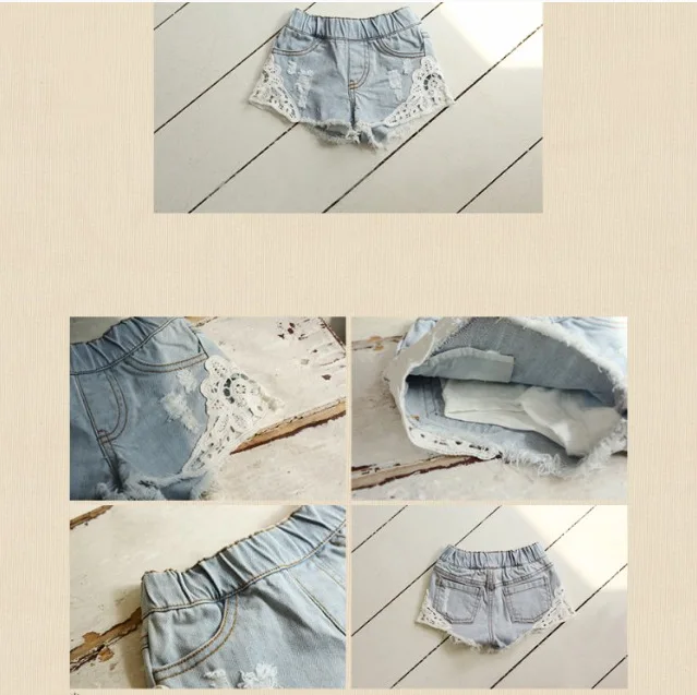 

Summer new girl short children denim shorts lace shorts for girls kids clothing kids shorts for girls