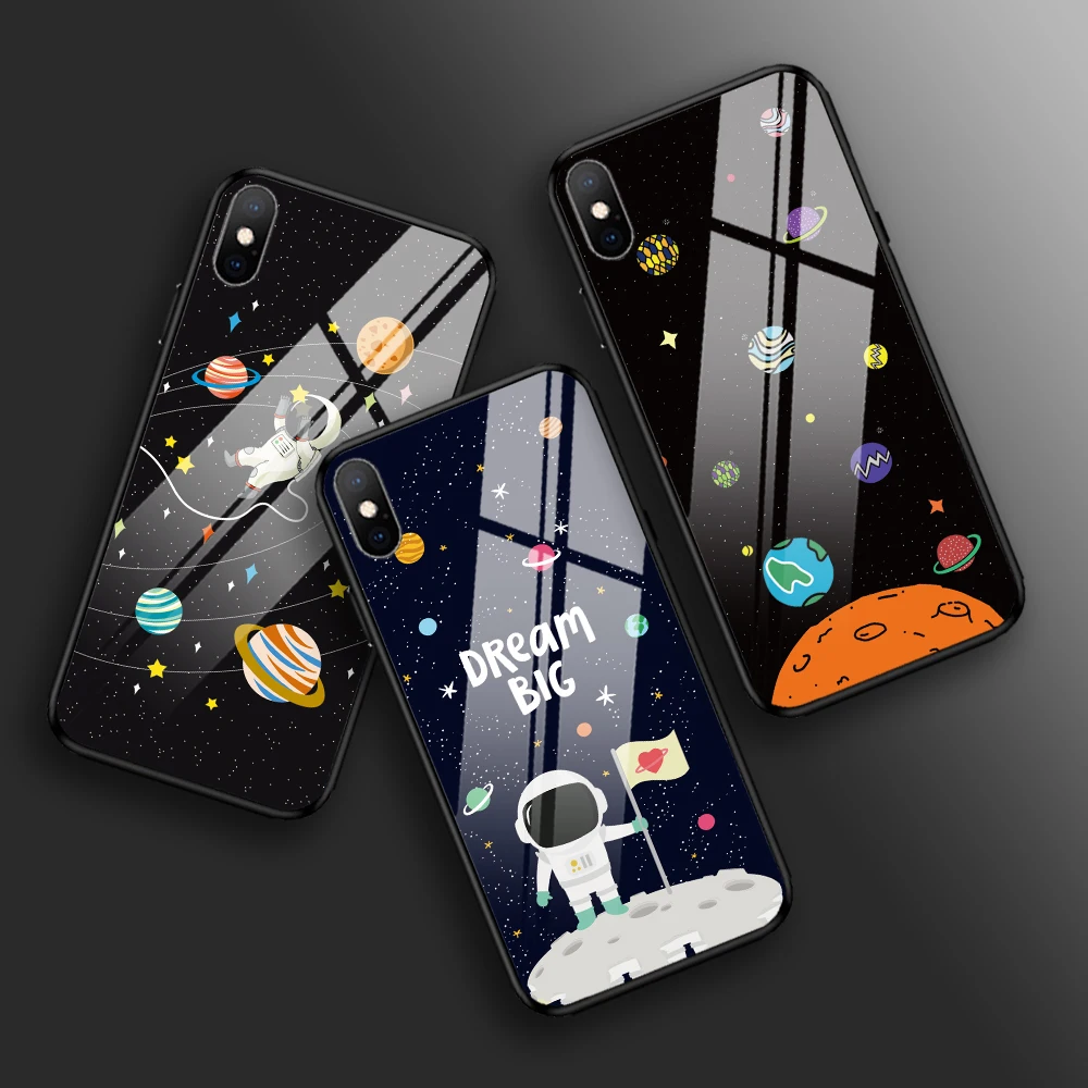 Черные чехлы для телефонов из закаленного стекла iPhone X XS MAX XR 7 8 PLUS 6 6S 5 5S SE