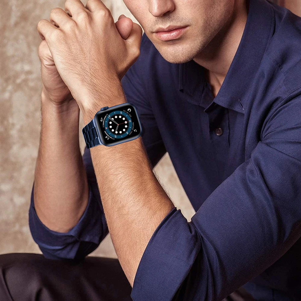 

For Apple Watch 6 Se Band 44mm 40mm Series 5 4 For Iwatch 3 42mm 38mm Bracelet Upgraded Adapter Stainless Steel Business Strap