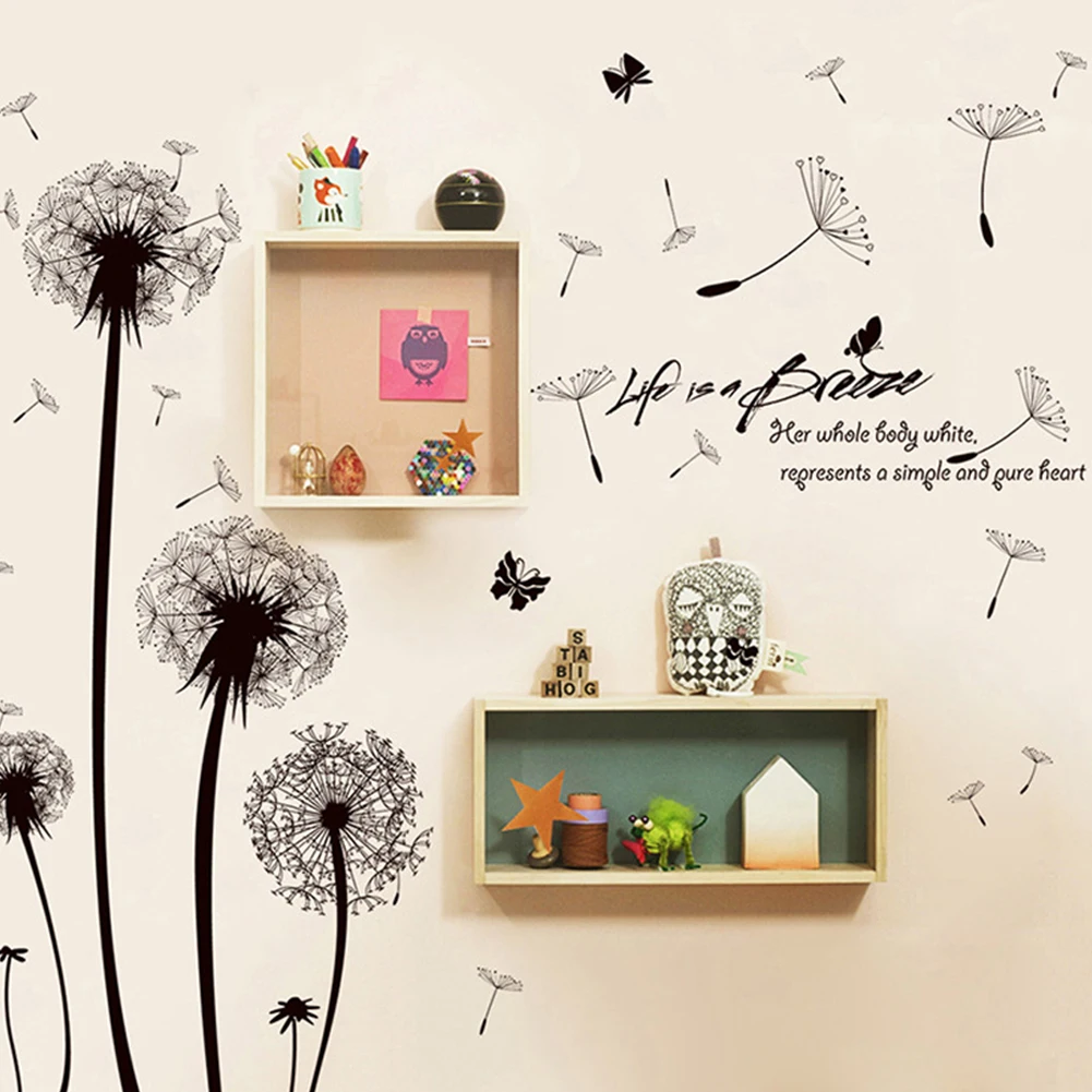 DIY Наклейка на стену с изображением одуванчика и бабочки клейкие обои