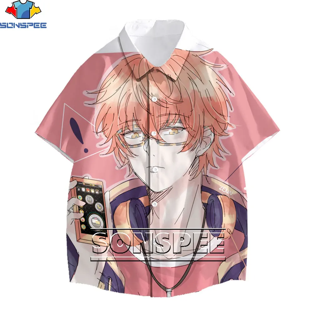 

SONSPEE Shirt Polyester Men's Fashion Shirt Mystery Messenger MM BG Otome Game Shirt Harajuku Short-sleeved Plus Size Clothing