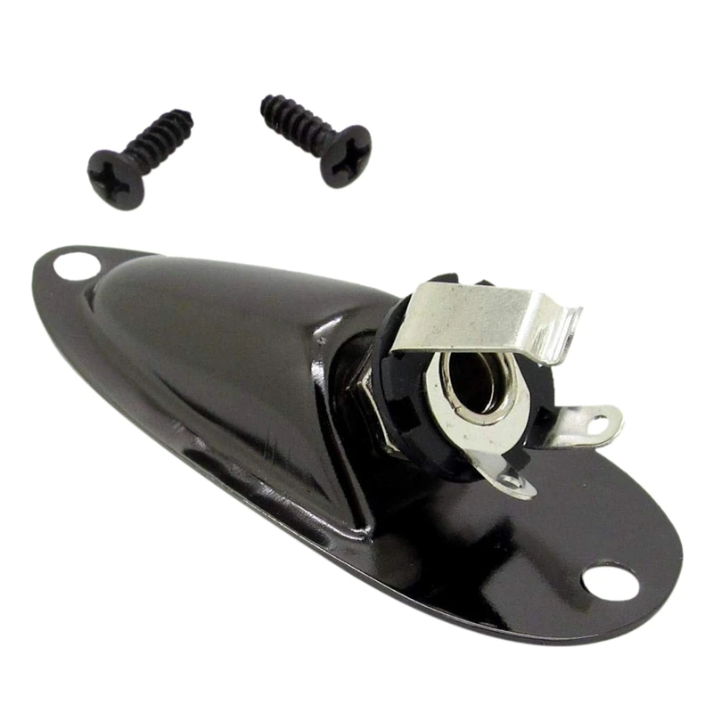 

Black Boat Style 1/4inch Guitar Pickup Output Input Jack Plug Socket For Fd Strat Guitar