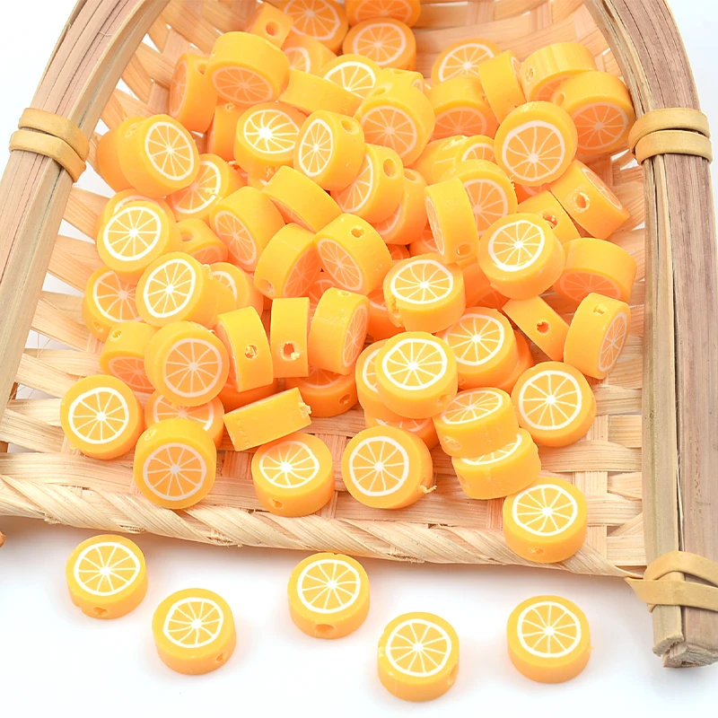 

30pcs/Lot Orange Lemon Chips Fruit Polymer Clay Beads Loose Spacer Beads For Jewelry Making DIY Bracelet Accessories