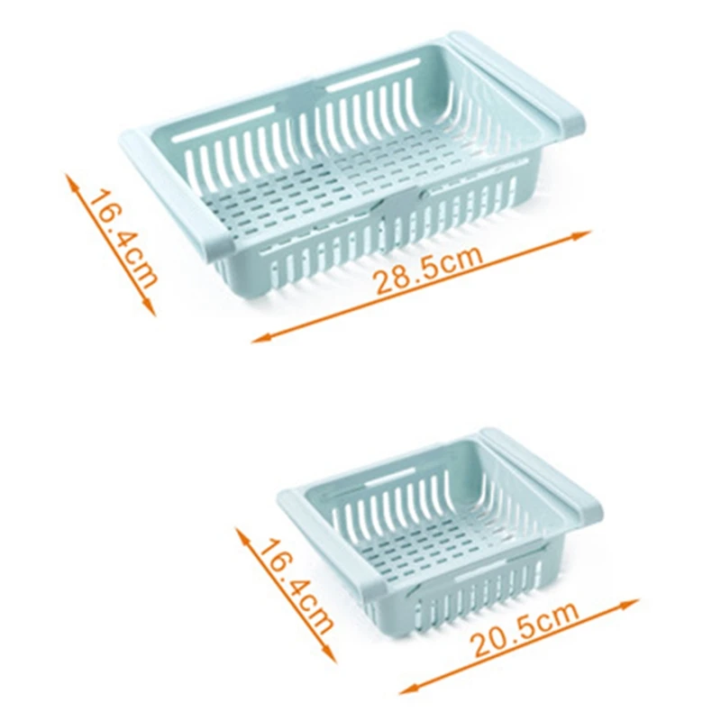 

Fridge Organizer Freezer Storage Rack Slide Kitchen Space Saver for Refrigerator Drawer Shelf Fruit Snack Container Holder
