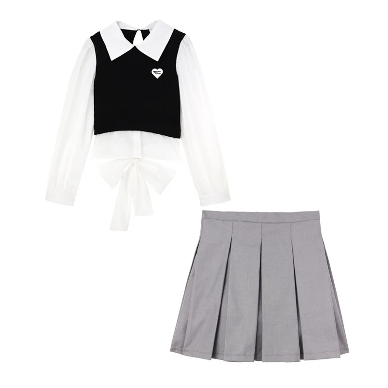 Милый модный женский костюм в острым стиле новинка 2021 Вязаный топ из двух частей