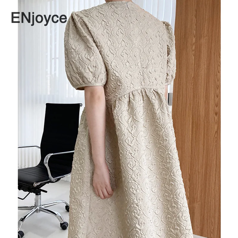 

2021 Summer Vintage Puff Sleeve Dress Korean Elegant Fashion Clothes Ladies Maxi Dresses for Women Casual A-line Skirt Outfits