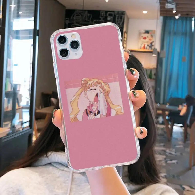 

Cartoon Sailor Moon photo Phone Case Transparent for iPhone 6 7 8 11 12 s mini pro X XS XR MAX Plus se cover funda shell