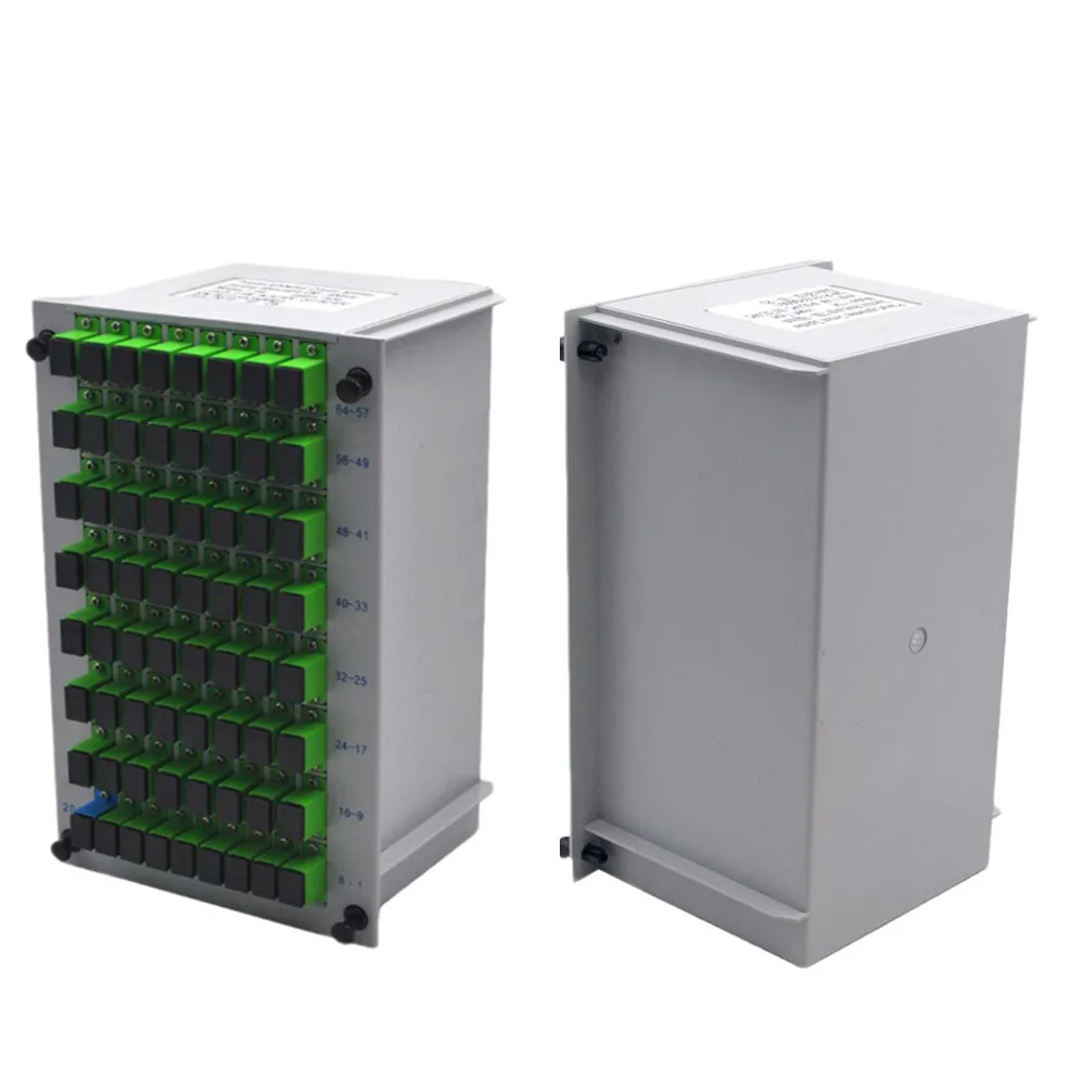 

Free Ship 1*64 SC/APCFiber optic l PLC Splitter Cassette Box Card Inserting Type Optical FTTH PLC Splitter