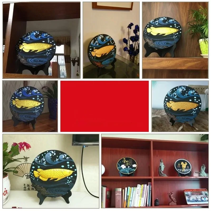 Декоративная тарелка с резьбой по углю 20 см | Дом и сад