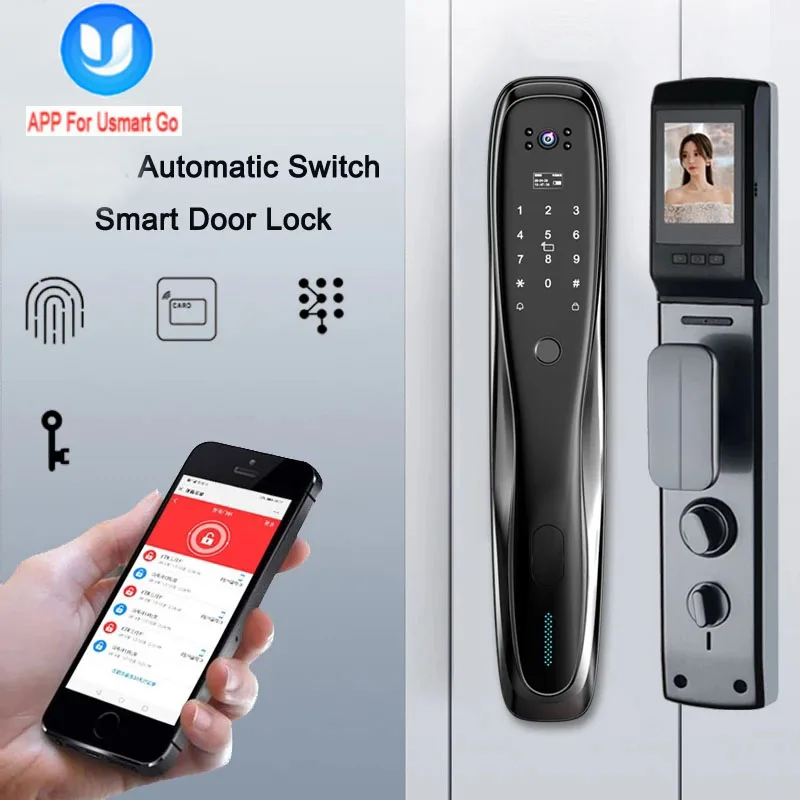 Review Smart Door Lock with Password Key IC Card Unlock APP Electronic Lock with Camera Biometric Fingerprint Lock Security
