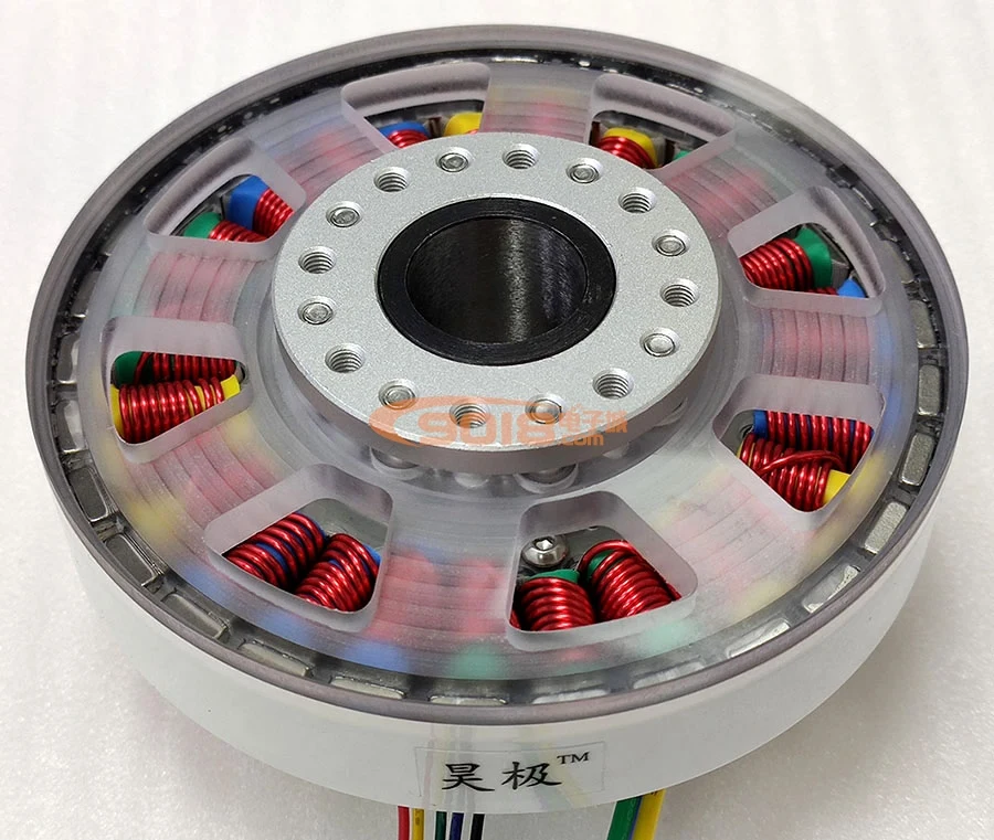 

300W Disc DC Brushless Motor 27N30P Hollow Shaft Flat Direct Drive Motor Sensing With Hall