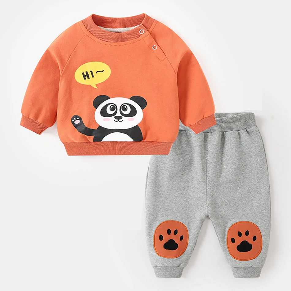 

Boys Cartoon Animal Print Tracksuit Outfits 2021 New Autumn Long Sleeve Kids Tops + Pants 2Pcs Clothing Set Toddler Girls Suit