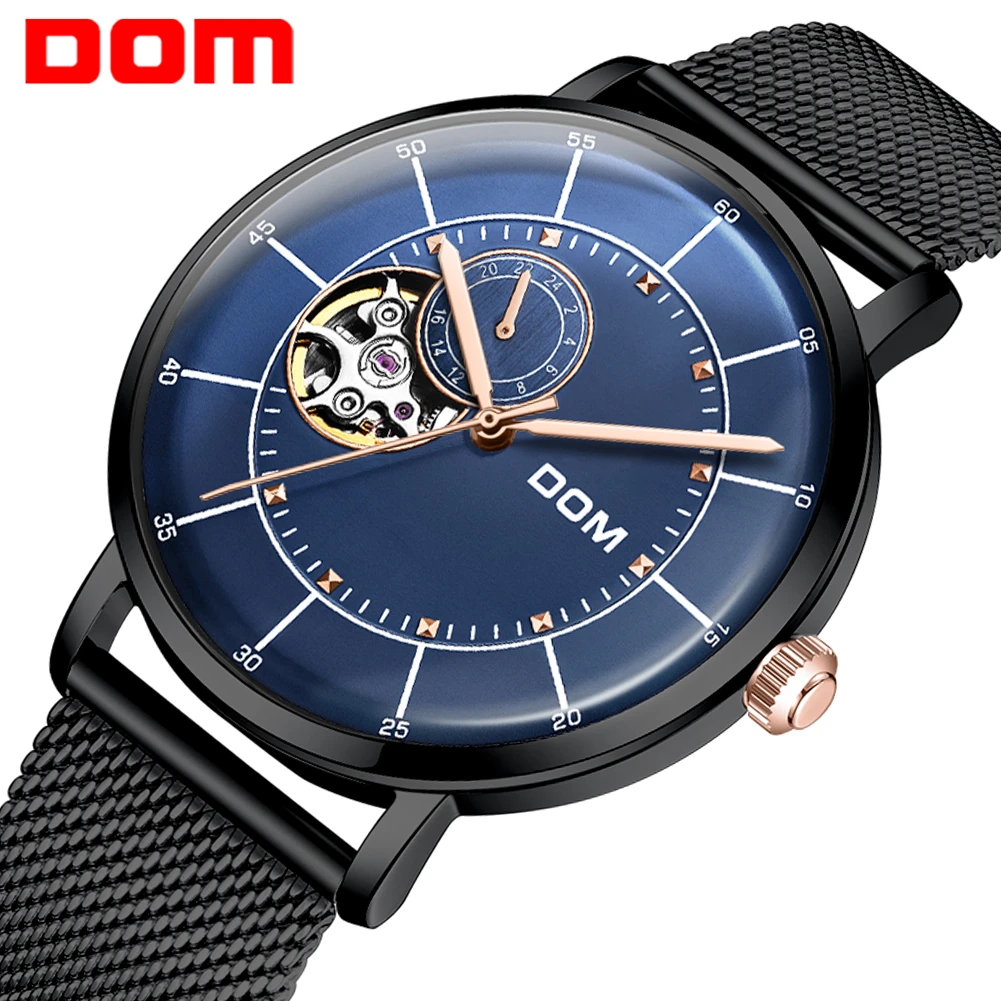 DOM Men s Fashion Sport Quartz Watches Stainless Steel Waterproof Chronograph Watches For Men Automatic Watch