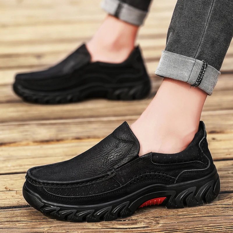 Мужская обувь для прогулок удобные уличные кроссовки из первого слоя воловьей