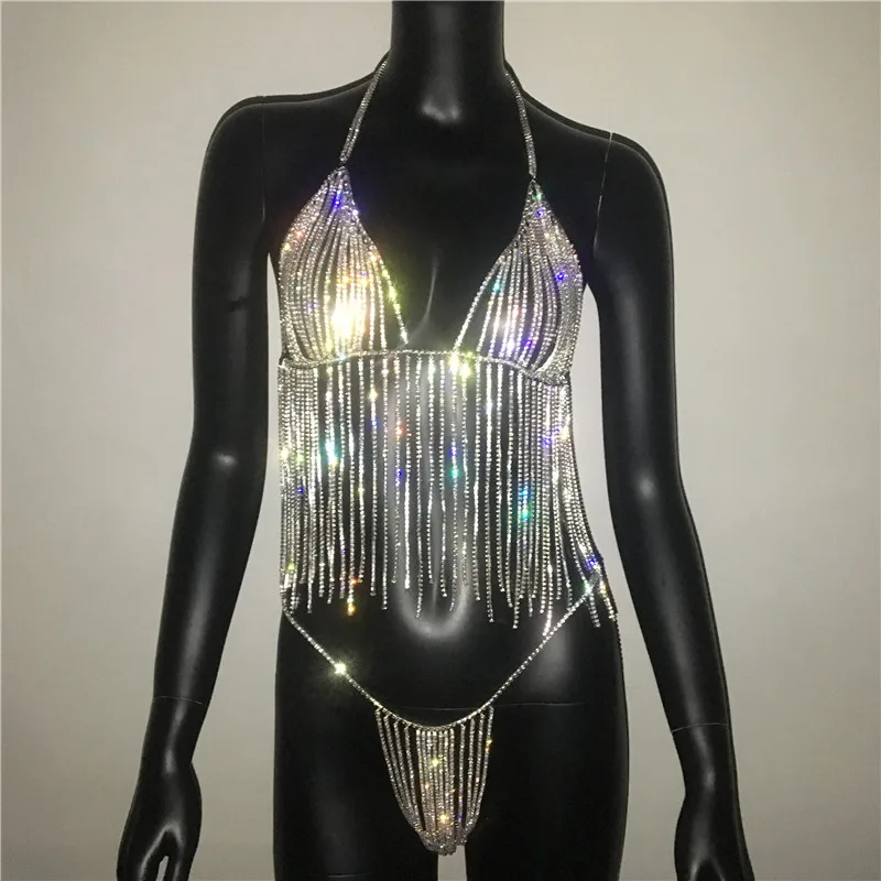 Сексуальный Модный женский комплект из двух предметов с бриллиантовыми