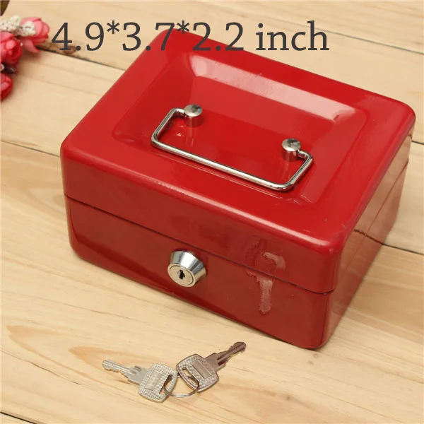 S size Red Keys Практичный мини-кассовый Копилка из нержавеющей стали с замком безопасности с замком, сейф, маленький, подходит для украшения дома, 3 размера - Цвет: S size Red Keys