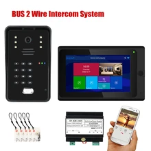 7 Inch Wireless Wifi 1/2 Monitor BUS 2 Wire RFID Video Door Phone Intercom Systems Support Remote APP Home Access Control System