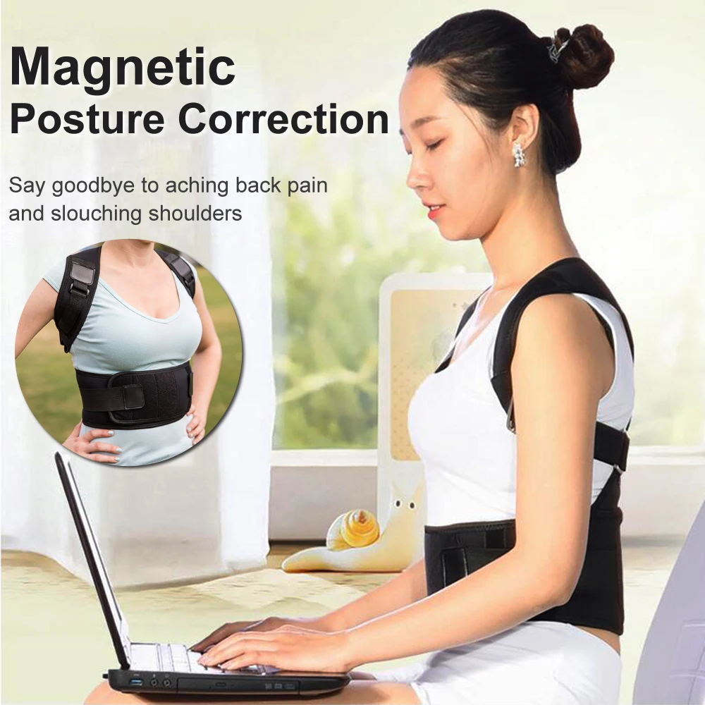 

Magnetic Elastic Adjustable Belt Lower Back Brace Shoulder Spine Lumbar Support Posture Corrector Correction Belt Corset XXL