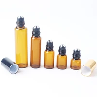 amber roll on roller bottle with stainless steel roller for essential oils refillable perfume bottle deodorant containers