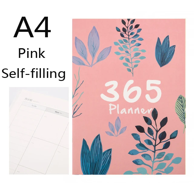 Зеленый А4 Agenda Escolar наклейки для дневника notebook 365 самонаполнение Kawaii планировщик блокнот 12 месяцев Еженедельный школьный планировщик D50 - Цвет: Зеленый