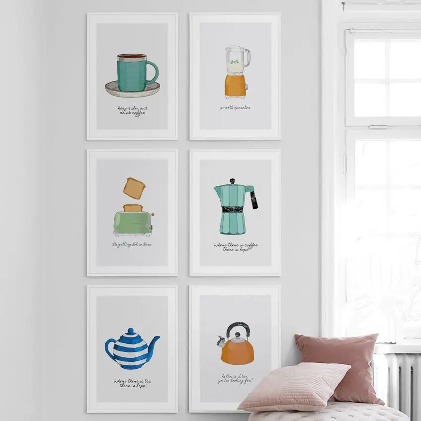 Toaster Teapot Coffee Pot Kettle Blender Wall Art Canvas Painting Nordic Posters And Prints Wall Pictures For Kitchen Room Decor