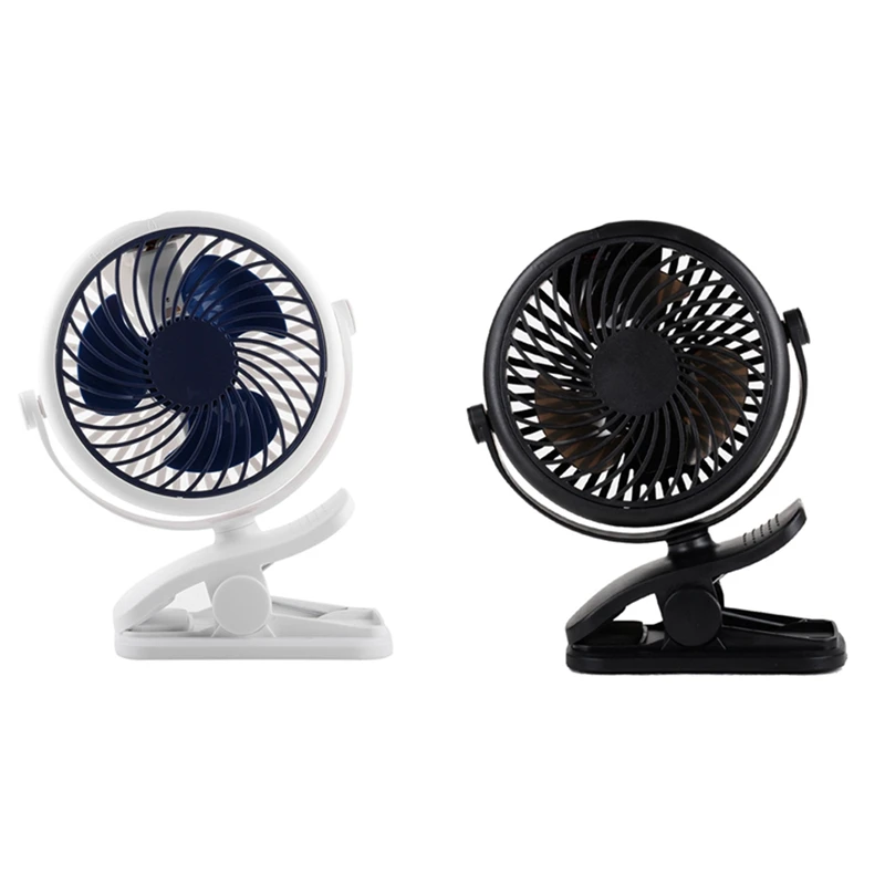 

2 Set USB Rechargeable Clip Desktop Fan Mini Portable Clamp Fan Ventilator Three-Speed Adjustable Wind Fan, A & E