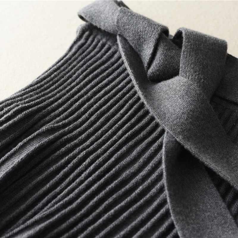 Толстая трикотажная юбка-свитер Женская плиссированная юбка с эластичным поясом