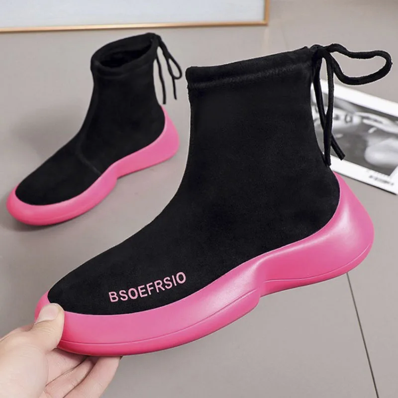 Женские короткие плюшевые кроссовки легкие износостойкие теплая