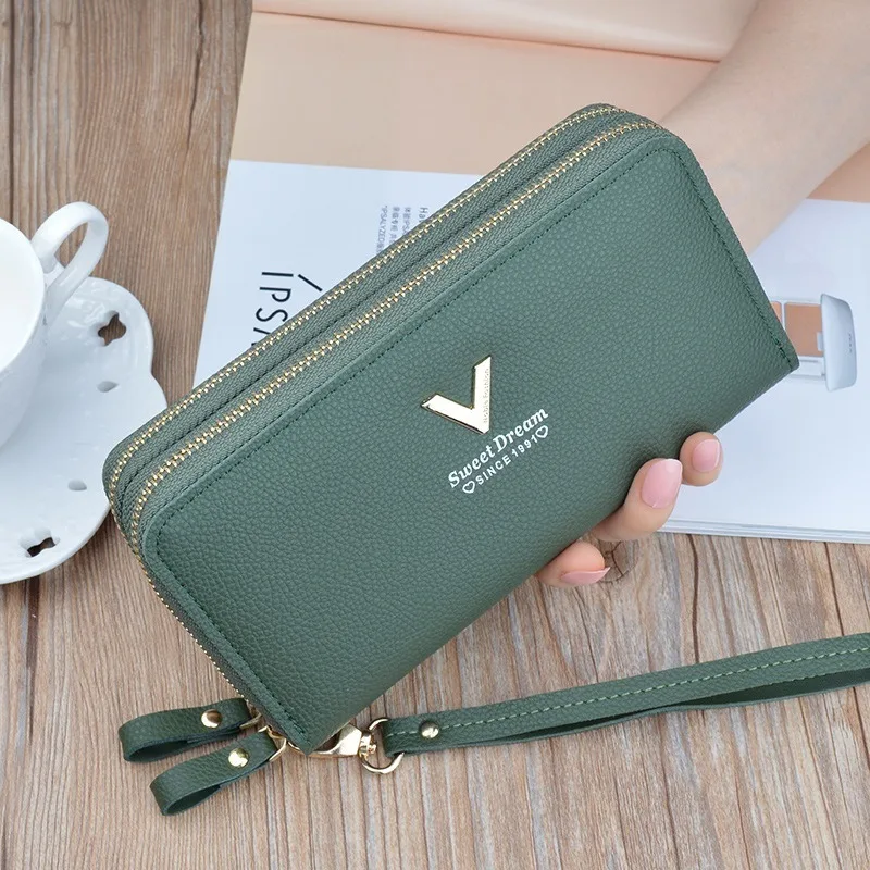 Модный кошелек Ms. Wallet чистый цвет двойная молния Long дизайн большая емкость