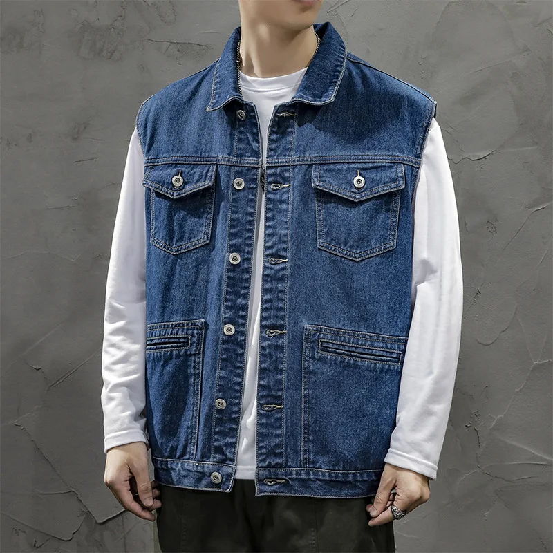 

Mens Waistcoats Men's Safari Style Denim Vests Waistcoat Men Casual Jacket Vests Outerwear Retro Chic Cowboy Vests Coat Male