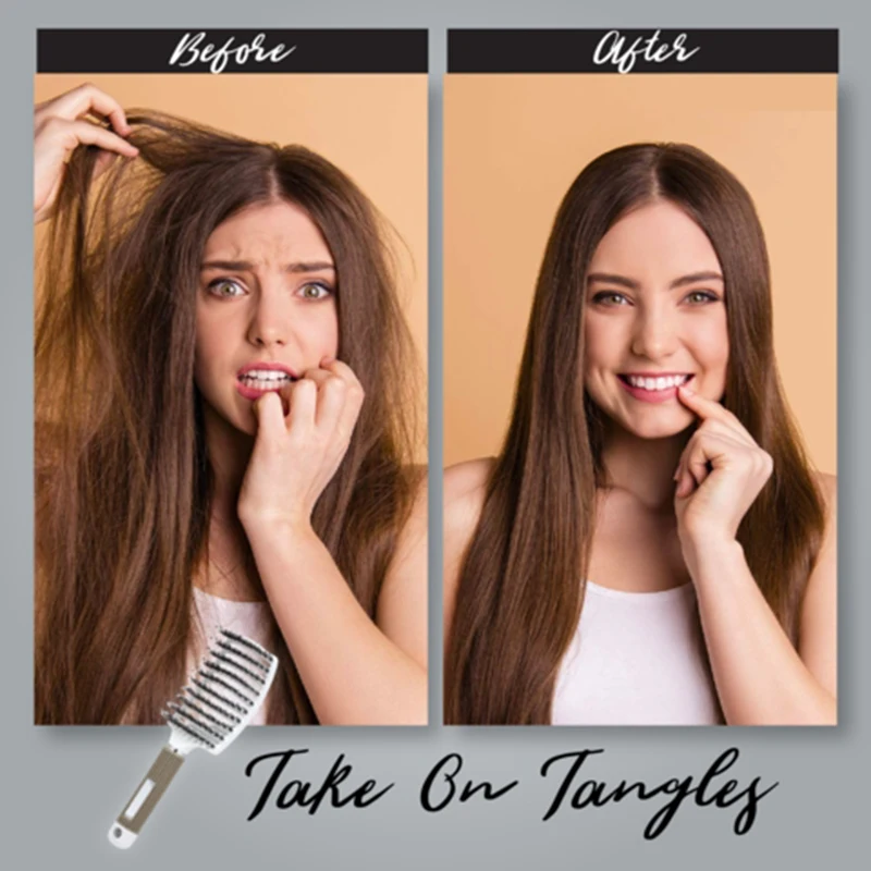 

Detangling Nylon Bristle Brush Detangle Hairbrush Women Hair Scalp Massage Comb Brush NIN668