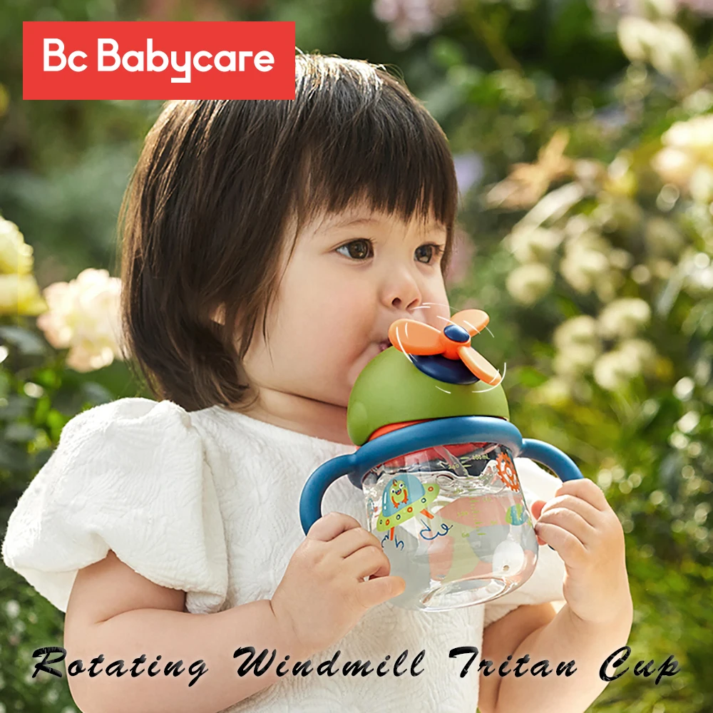 

BC Babycare Tritan Baby Sippy Cup Leak-proof Handle Cold Water 360° Drinking Bottle Outdoor Kids Rotating Windmill Learning Cup