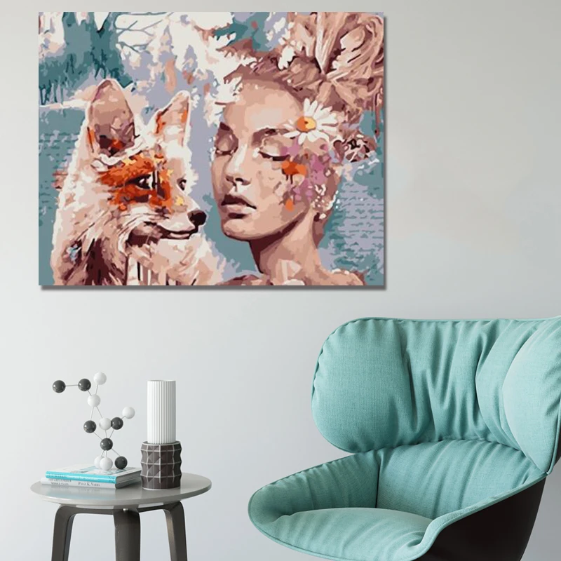 Diy paint by numbers picture drawing with kits beauty and the Beast hand-painted decompression Decorative hanging pai | Дом и сад