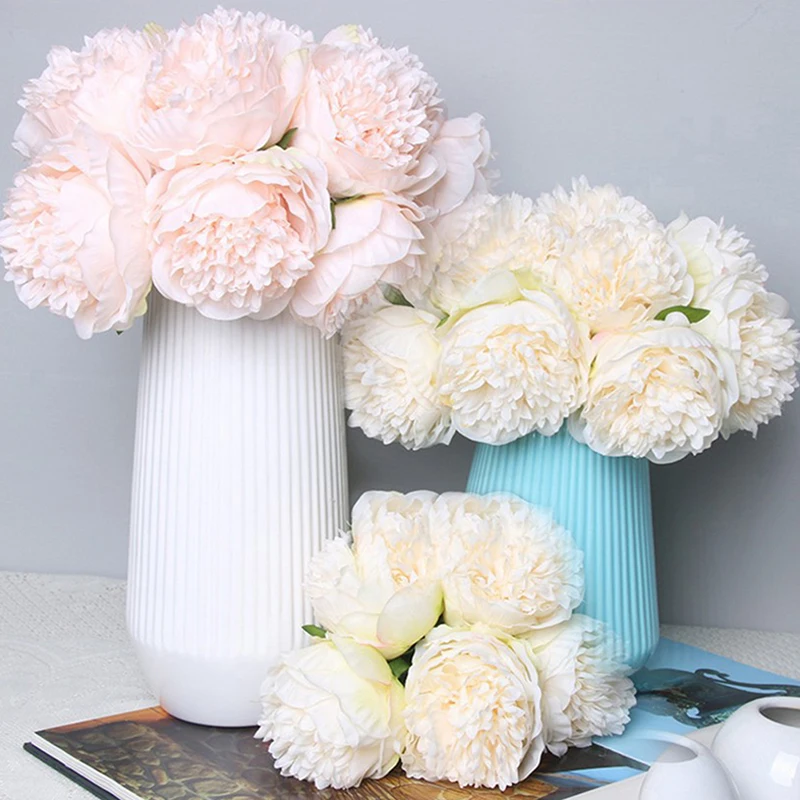 

5 Heads Artificial Peony Bouquet Silk Flower Simulation Rose Bridal Bouquet Wedding Festival Party Decor Valentine's Day Gifts