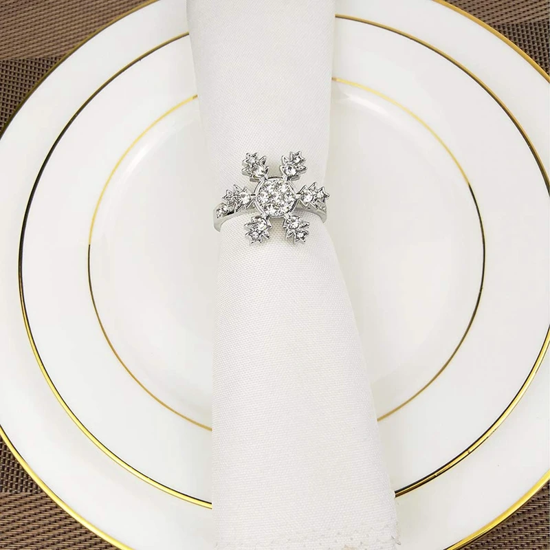 

6 Pcs Snowflake Napkin Rings Set Napkin Holder Adornment Exquisite Household Napkins Rings Set for Casual or Formal Occasions Di