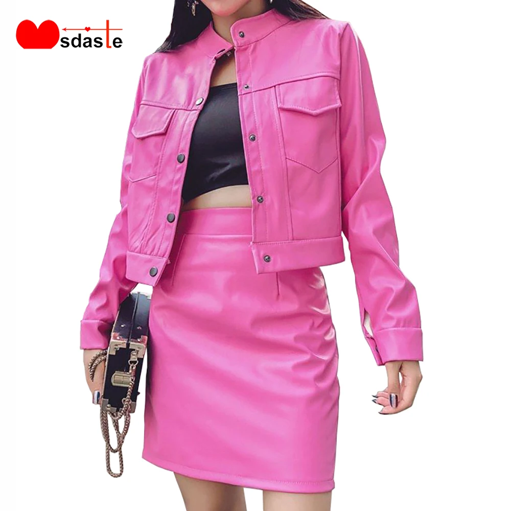 Женский комплект из 2 предметов искусственной кожи сексуальная короткая