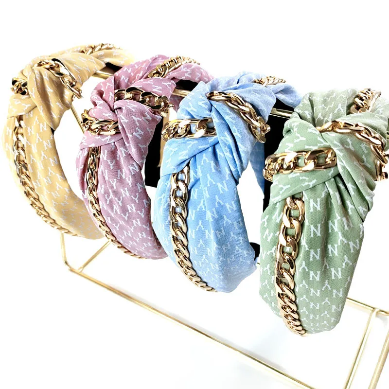 

New Women Elegant Metal Chain Knot Hairbands Sweet Headband Hair Bundle Lady Hair Hoops Fashion Accessories