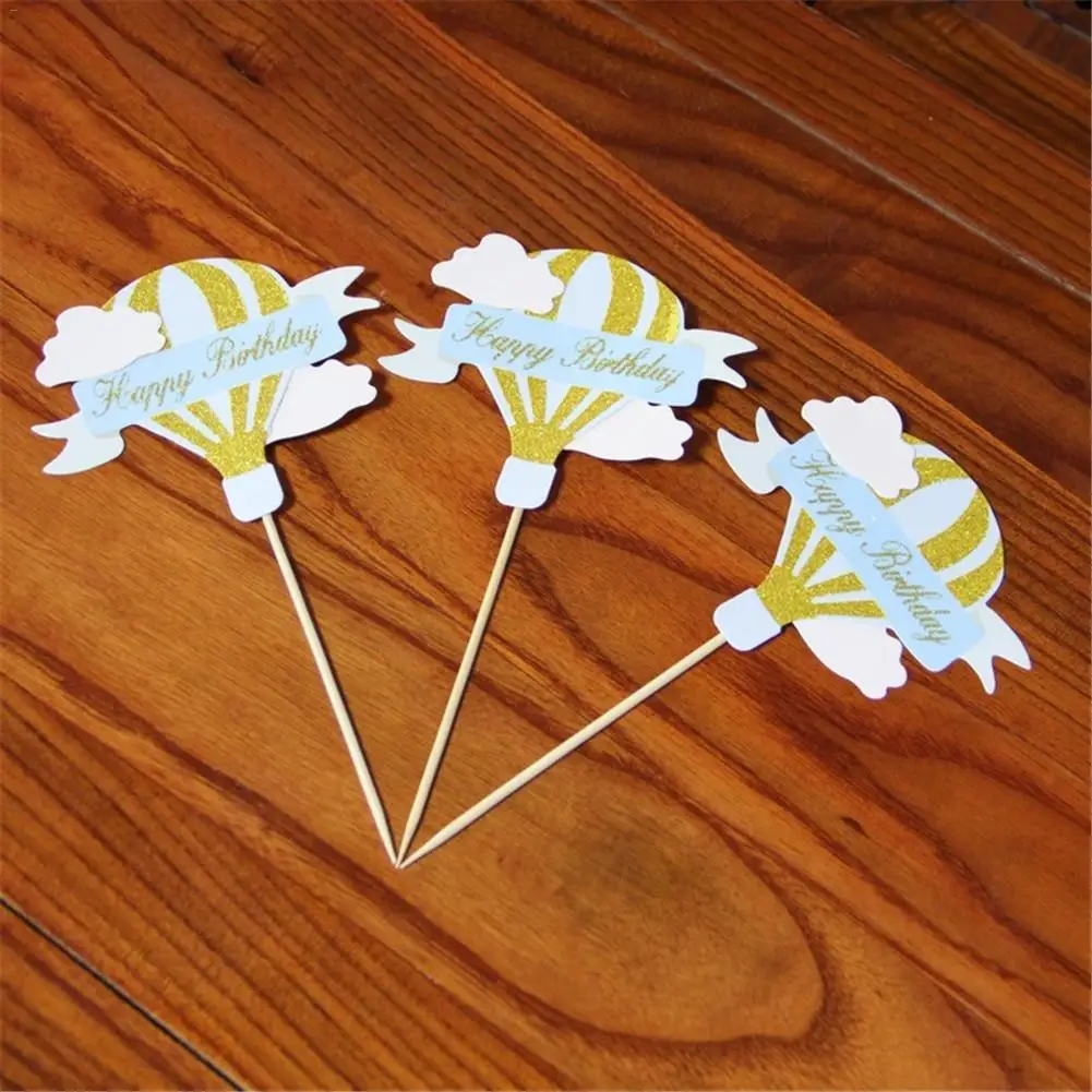 Торт украшение торт топперы-ярко-розовый горячий воздушный шар облако торта